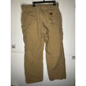Carhartt B151 DKH Relaxed Fit Canvas Carpenter Work Khaki Mens 38x32 distressed